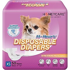 HoneyCare All-Absorb Super Absorbent Disposable Female Dog Diapers, X-Small: 9 to 16-in waist, 50 count