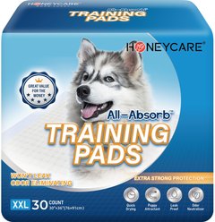 HoneyCare All-Absorb Ultra Absorbent & Odor Eliminating Dog & Puppy Training Pads, 30-in x 36-in, 30 count