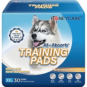 HoneyCare All-Absorb Ultra Absorbent & Odor Eliminating Dog & Puppy Training Pads, 30-in x 36-in, 30 count