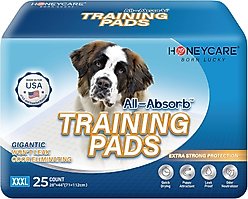 HoneyCare Gigantic Quick Dry & Leak Proof Dog Training Pads, XXX-Large:28 x 44-in, 25 count slide 1 of 5