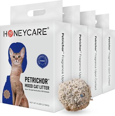 HoneyCare Natural Plant-Based Tofu Pellets & Bentonite Petrichor Mixed Lily Scented with Low-Dust Clumping Cat Litter