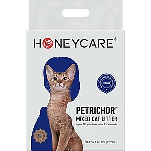 HoneyCare Natural Plant-Based Tofu Pellets & Bentonite Petrichor Mixed Lily Scented with Low-Dust Clumping Cat Litter, 6-lb bag