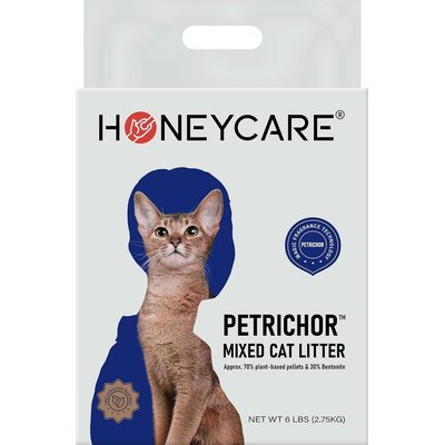 HoneyCare HoneyCare Natural Plant-Based Tofu Pellets & Bentonite Petrichor Mixed Lily Scented with Low-Dust Clumping Cat Litter, 6-lb bag
