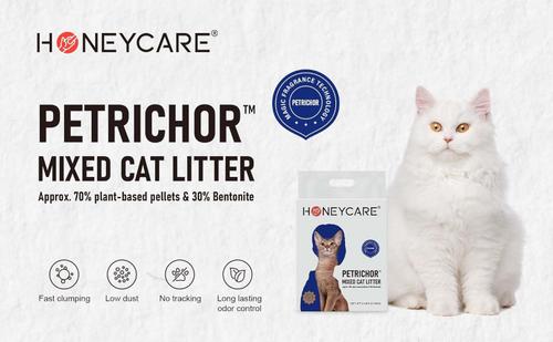 HoneyCare Natural Plant-Based Tofu Pellets & Bentonite Petrichor Mixed Lily Scented with Low-Dust Clumping Cat Litter