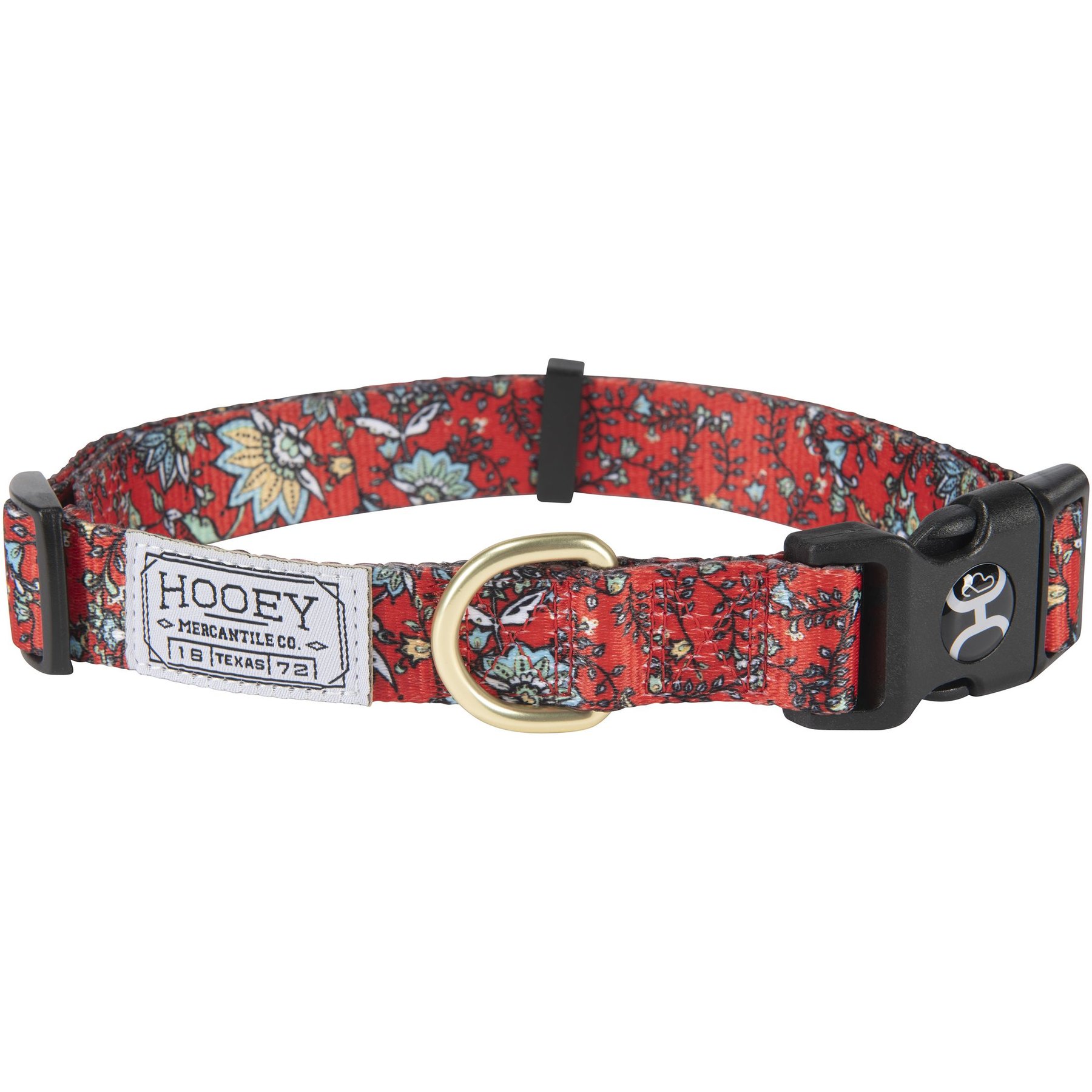 HOOEY Nomad Ployester Standard Dog Collar, Western Floral, Medium: 12 to 18-in neck, 1-in wide