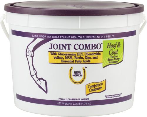 Show full view: Horse Health Products Joint Combo Hoof & Coat 3-in-1 Apple Flavor Pellets Horse Supplement, 3.75-lb bucket slide 1 of 11
