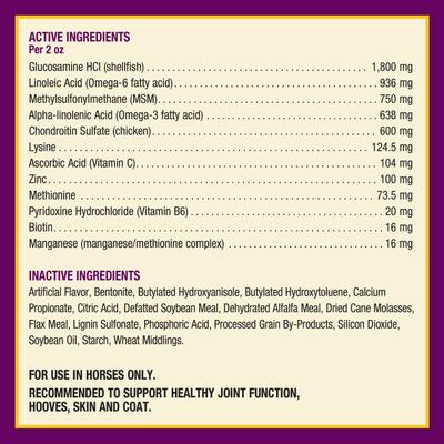 Show full view: Horse Health Products Joint Combo Hoof & Coat 3-in-1 Apple Flavor Pellets Horse Supplement, 3.75-lb bucket slide 9 of 11
