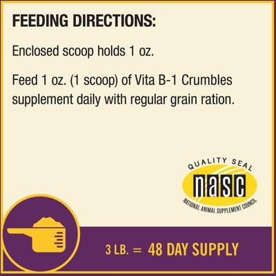 Show full view: Horse Health Products Vita B-1 Crumbles for Optimal Muscle & Metabolism Support Horse Supplement, 3-lb bucket slide 8 of 10