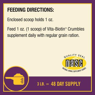 Show full view: Horse Health Products Vita Biotin Molasses Flavor Crumbles Horse Supplement, 3-lb tub slide 8 of 9
