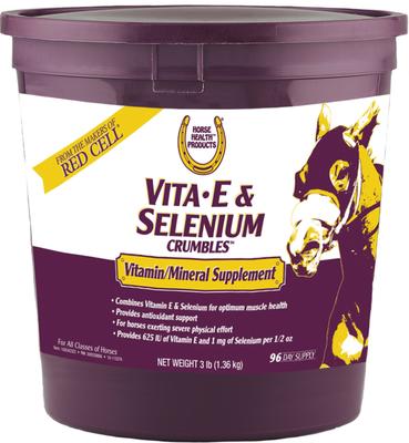 Show full view: Horse Health Products Vita-E & Selenium Crumbles Horse Supplement, 3-lb bucket slide 1 of 8