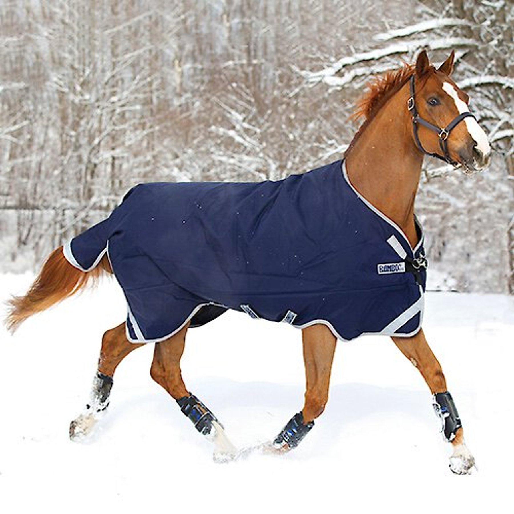 Horseware RAMBO Original with Leg Arches Horse Turnout Sheet, Navy & Silver, 75
