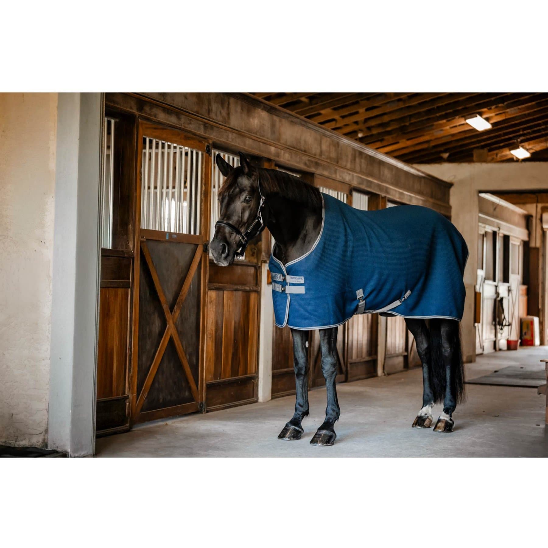 Horseware Rambo Techni Horse Waffle Cooler, Navy/Thunderstorm Grey/Silver, 75