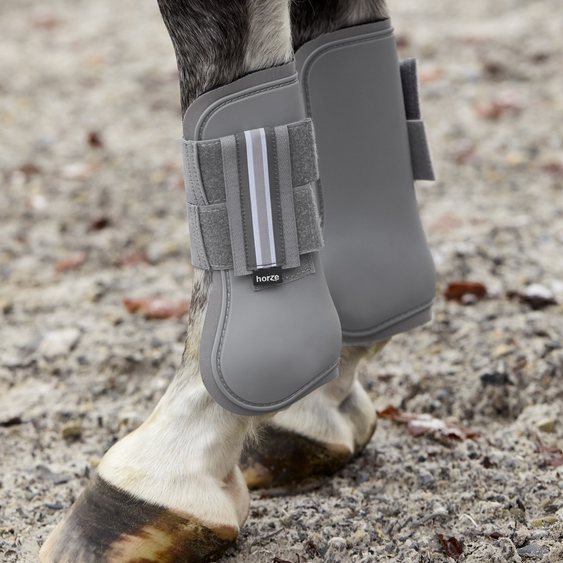 Horze Adepto Tendon Horse Boots, 2 count, Steel Grey, Cob