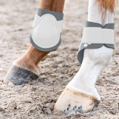 Show full view: Horze Chicago Fetlock Hind Horse Boots, 2 count, White/Grey, Pony slide 2 of 12