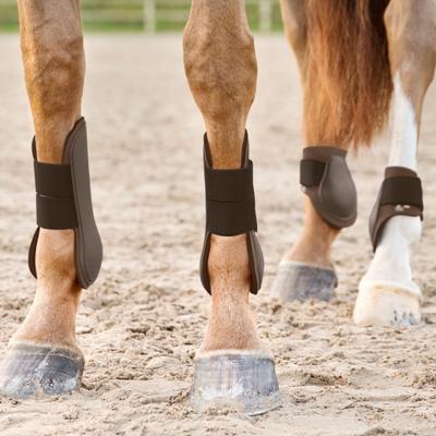 Show full view: Horze Chicago Tendon Open Front Horse Boots, 2 count, Chocolate Brown, Horse slide 4 of 11