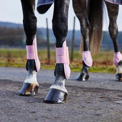 Show full view: Horze Chicago Tendon Open Front Horse Boots, 2 count, Lady Light Pink, Pony slide 2 of 10