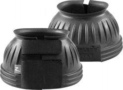 Horze Double Closure Rubber Horse Bell Boots, 2 count, Black, Large