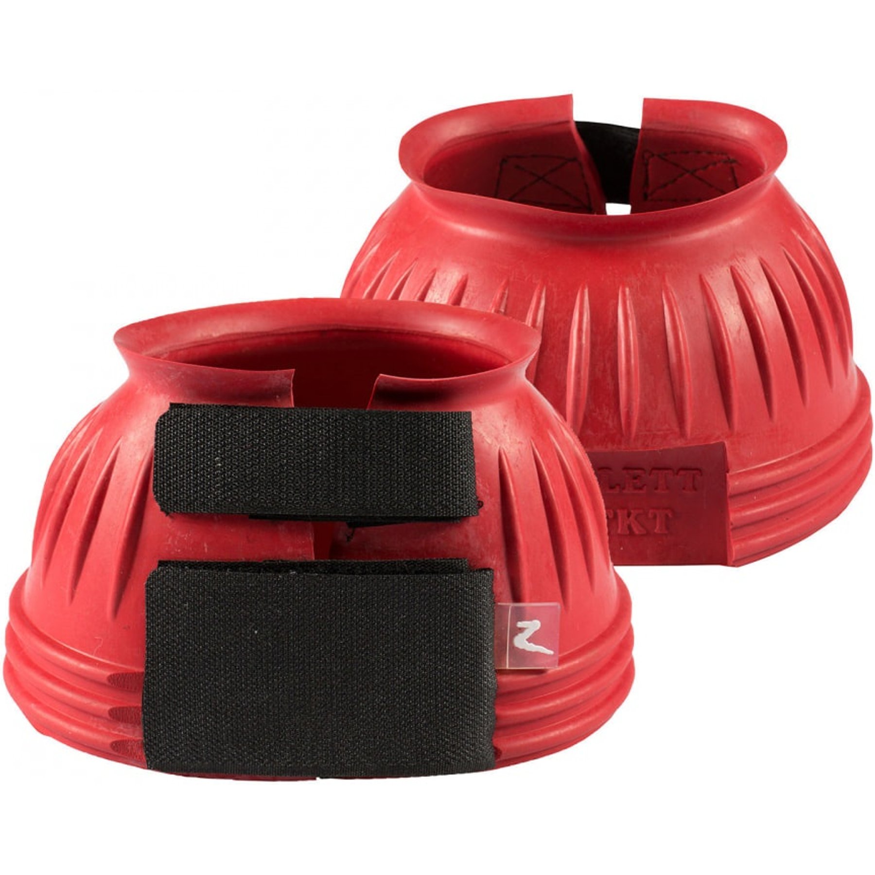 Horze Double Closure Rubber Horse Bell Boots, 2 count, Red, Medium