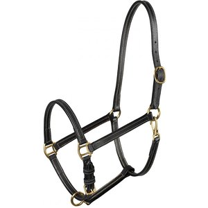 Horze Fremont Leather Horse Halter, Black, Cob