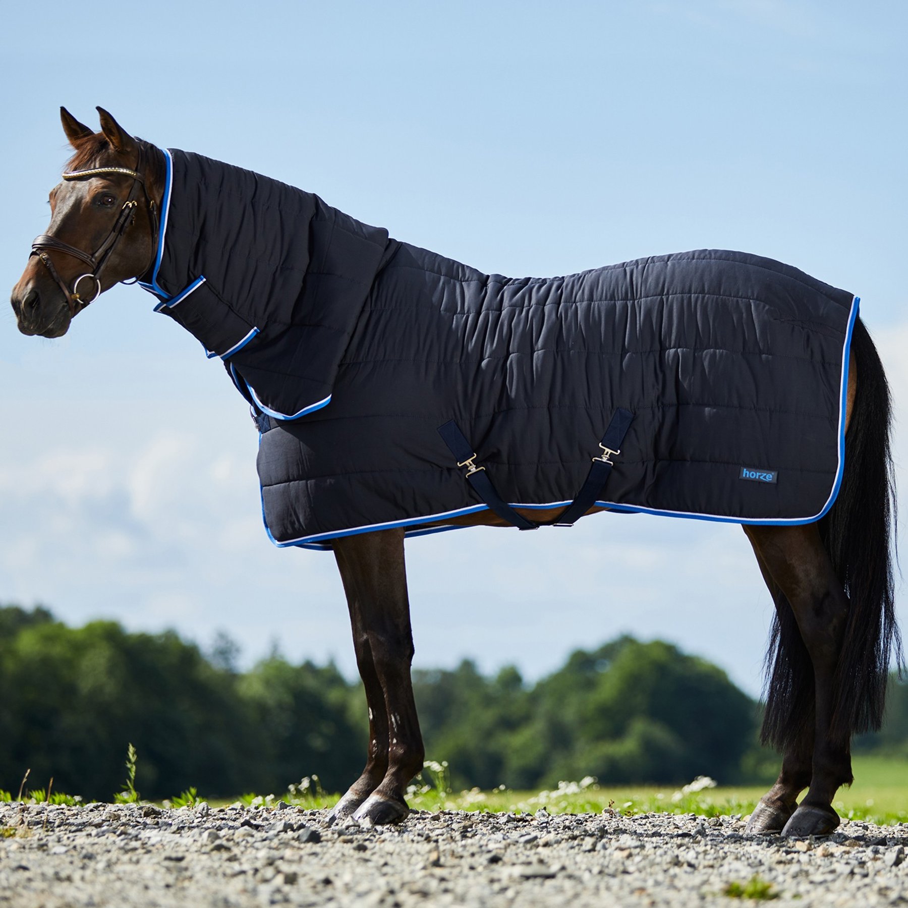 Horze Glasgow Combo 150-g Stable Blanket, Dark Blue, 75-in