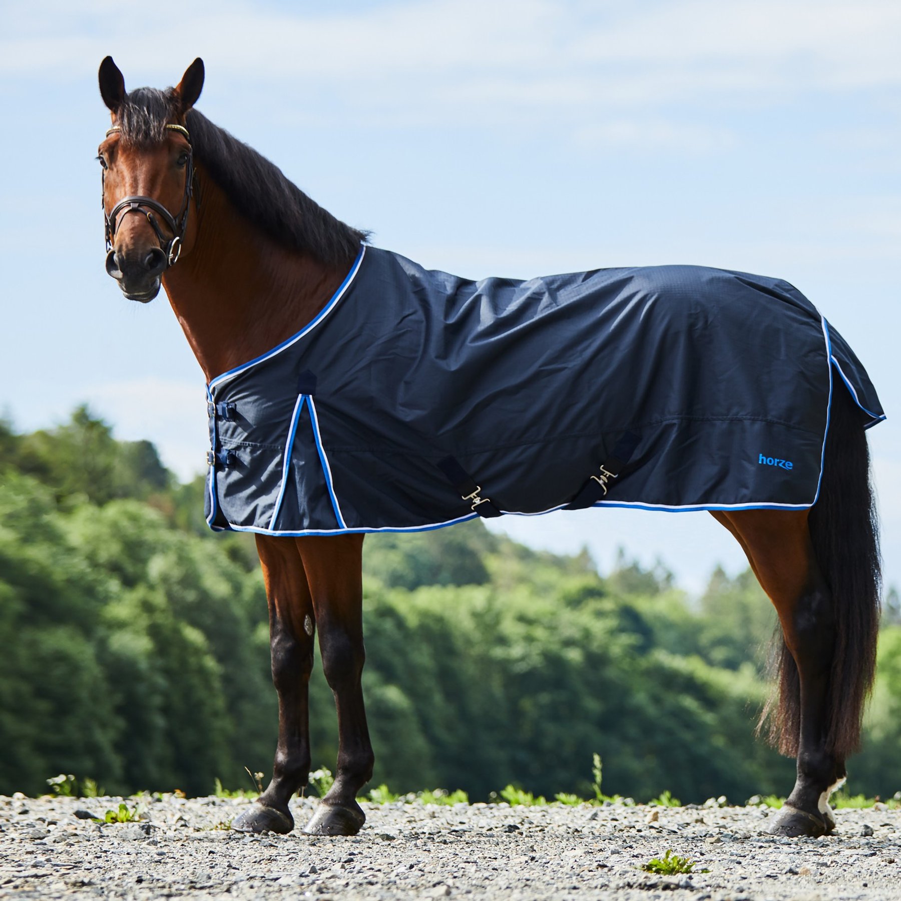 Horze Glasgow Heavyweight 350-g Horse Turnout Blanket, Dark Blue, 69-in