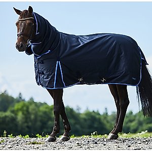 Horze Glasgow Heavyweight Combo 400-g Horse Turnout Blanket, Dark Blue, 75-in