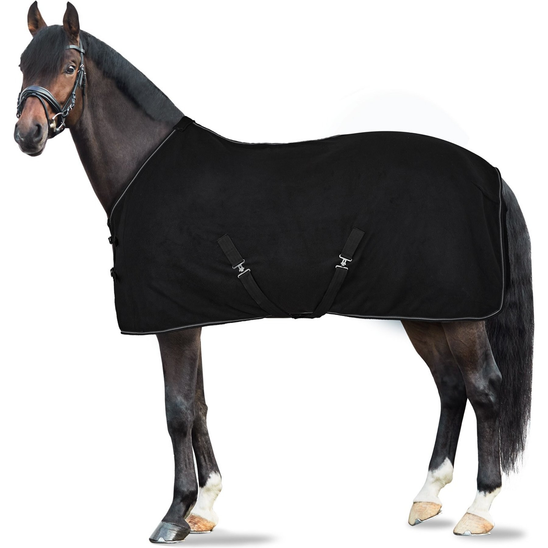 Horze Kiel Fleece Horse Cooler, Black, 81-in