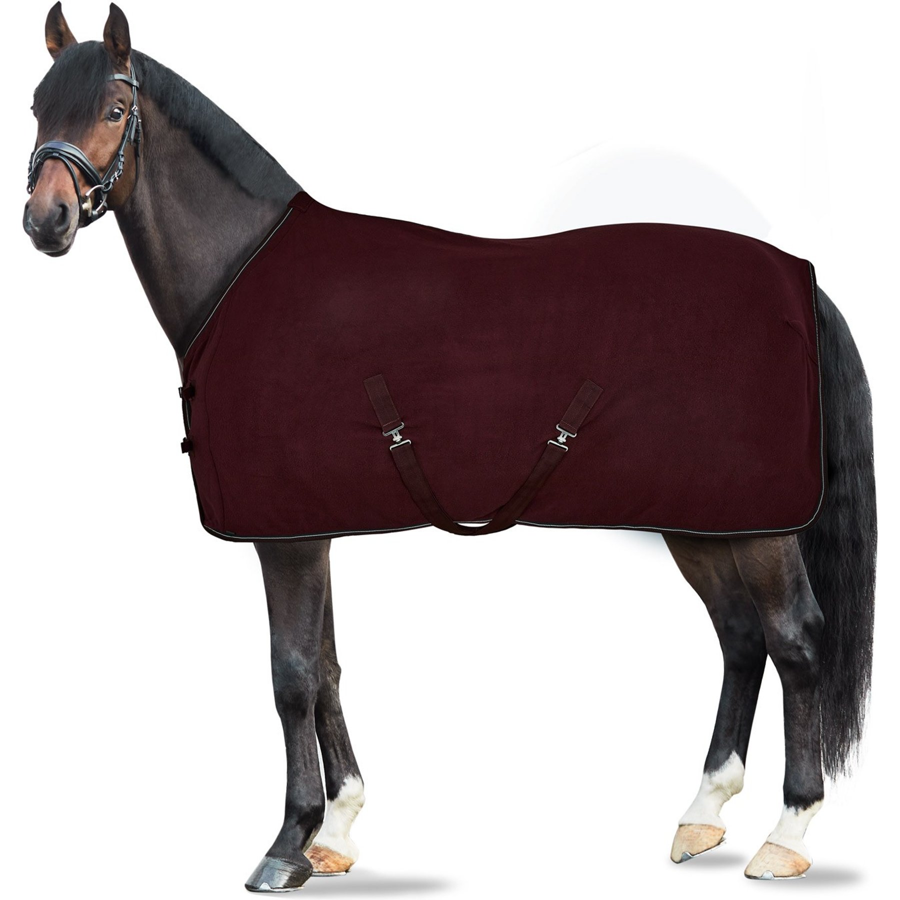 Horze Kiel Fleece Horse Cooler, Dark Red, 66-in