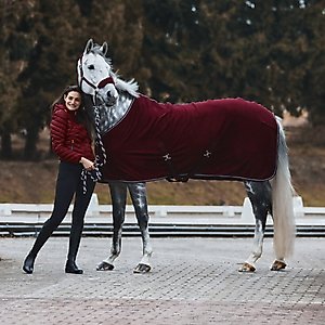Horze Kiel Fleece Horse Cooler, Dark Red, 75-in