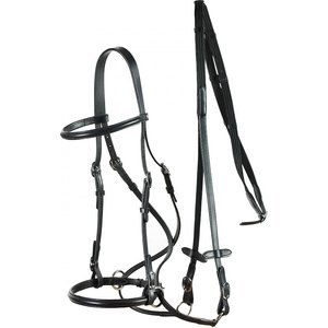 Horze Leather Bitless Horse Bridle, Black, Horse