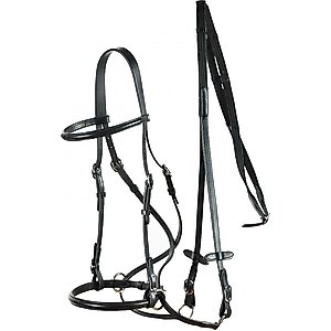 Horze Leather Bitless Horse Bridle, Black, Pony
