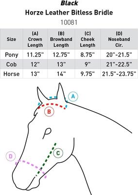 Show full view: Horze Leather Bitless Horse Bridle, Black, Pony slide 4 of 9