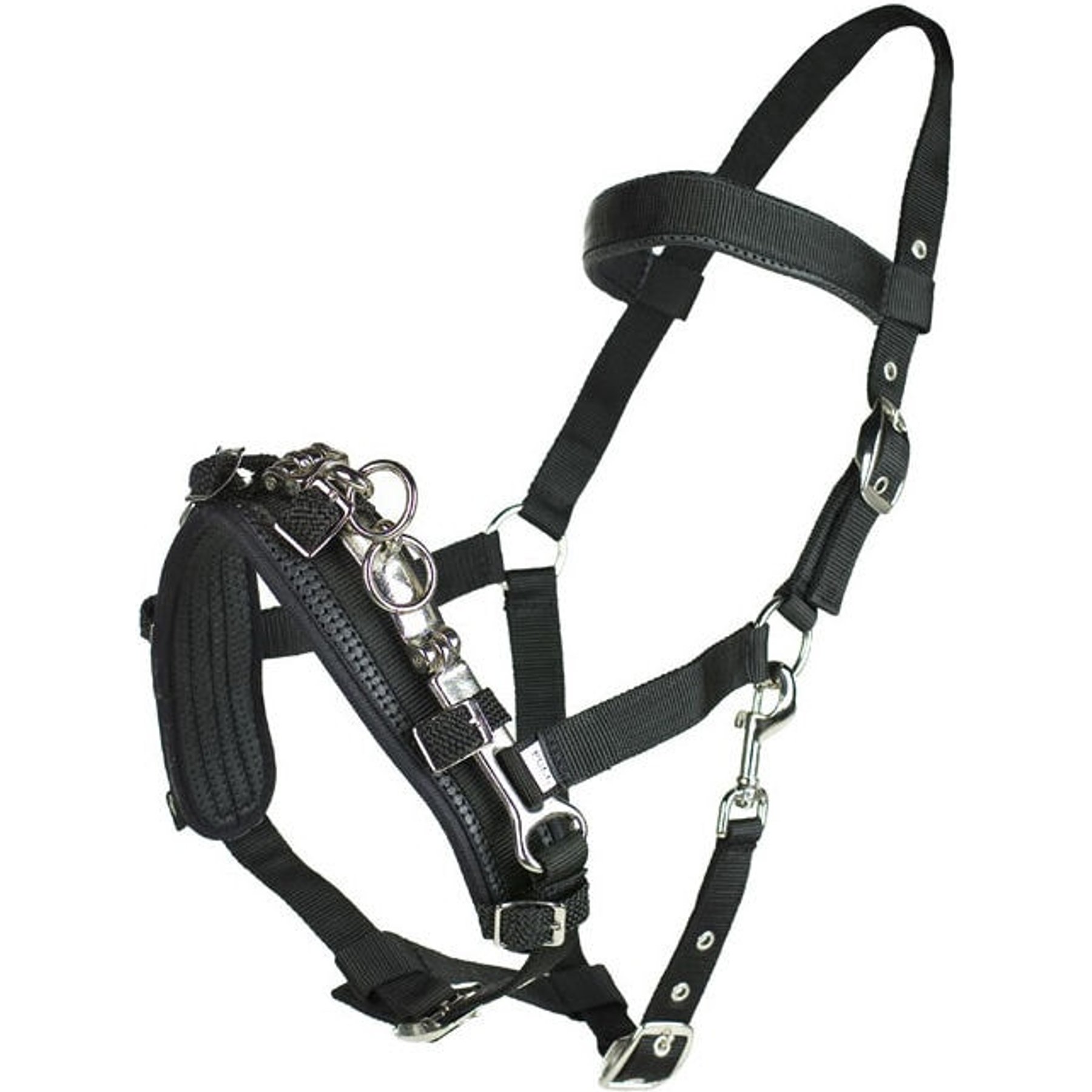 Horze Nylon Lunging Cavesson Horse Bridle, Black, Horse