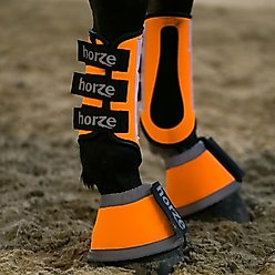 Horze Reflective Horse Bell Boots, 2 count, Orange, Large slide 2 of 6