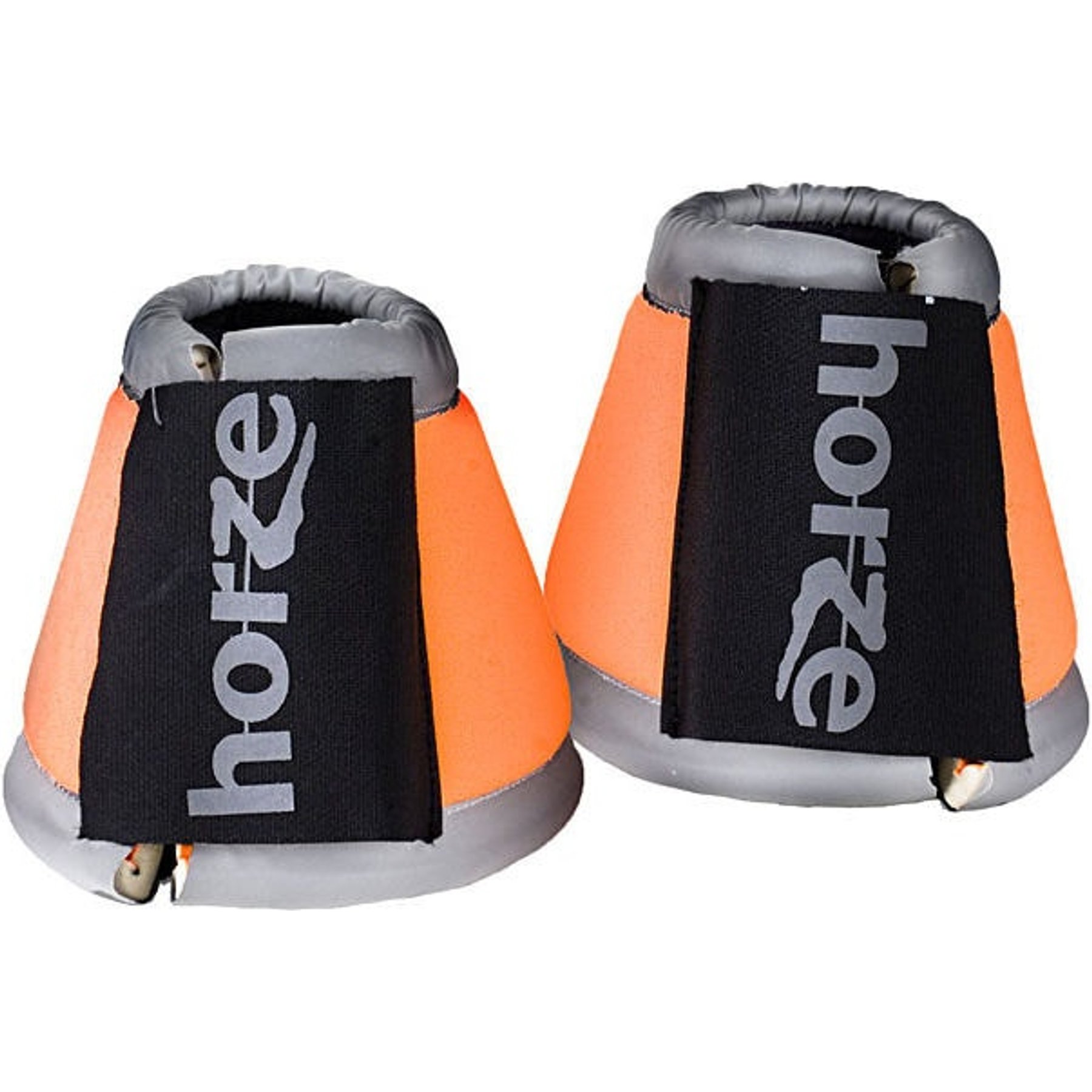 Horze Reflective Horse Bell Boots, 2 count, Orange, Small