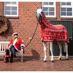 Horze Santa Christmas Fleece High Neck Horse Cooler, Red, 78-in