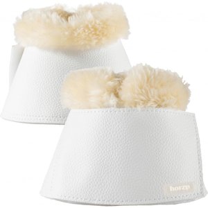 Horze Signature Horse Bell Boots, 2 count, White, Large
