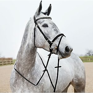 Horze Slender Intertwined Horse Reins, Black, Horse