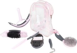 Horze Sweet Horse Grooming Kit & Carry Bag, Pink & Grey