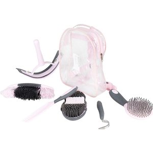 Horze Sweet Horse Grooming Kit & Carry Bag, Pink & Grey