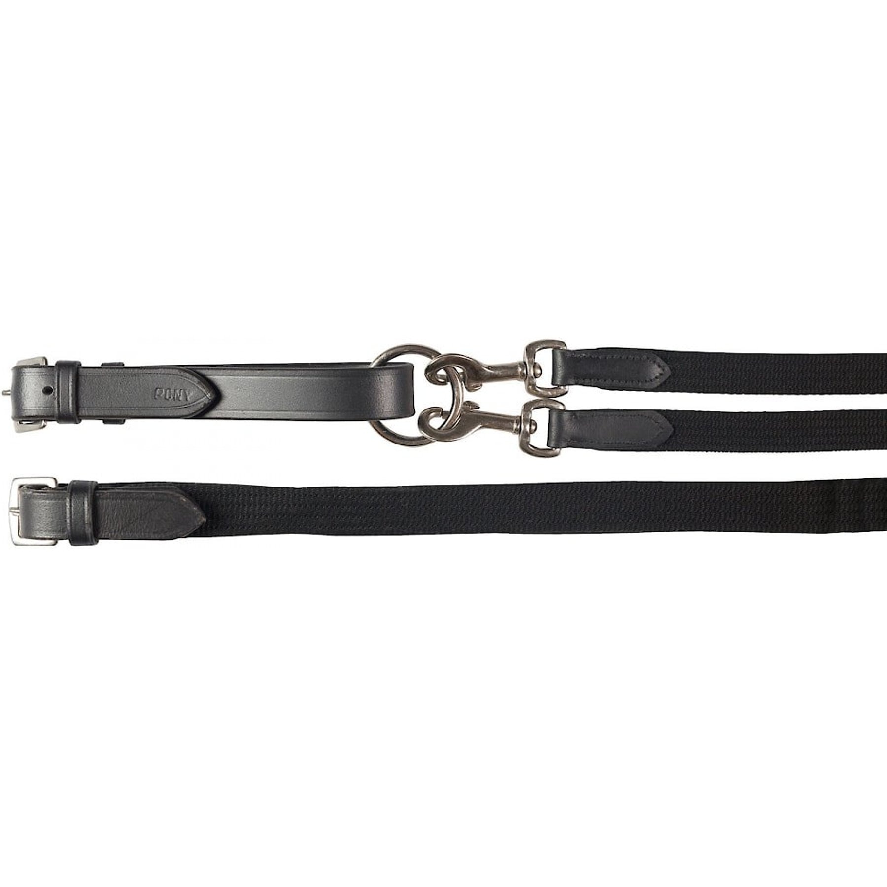 Horze Webbed Draw Horse Reins, Black, Horse