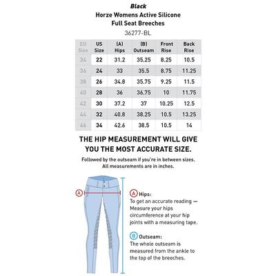 Show full view: Horze Women's Active Full Seat Breeches, Black, 28 slide 6 of 7