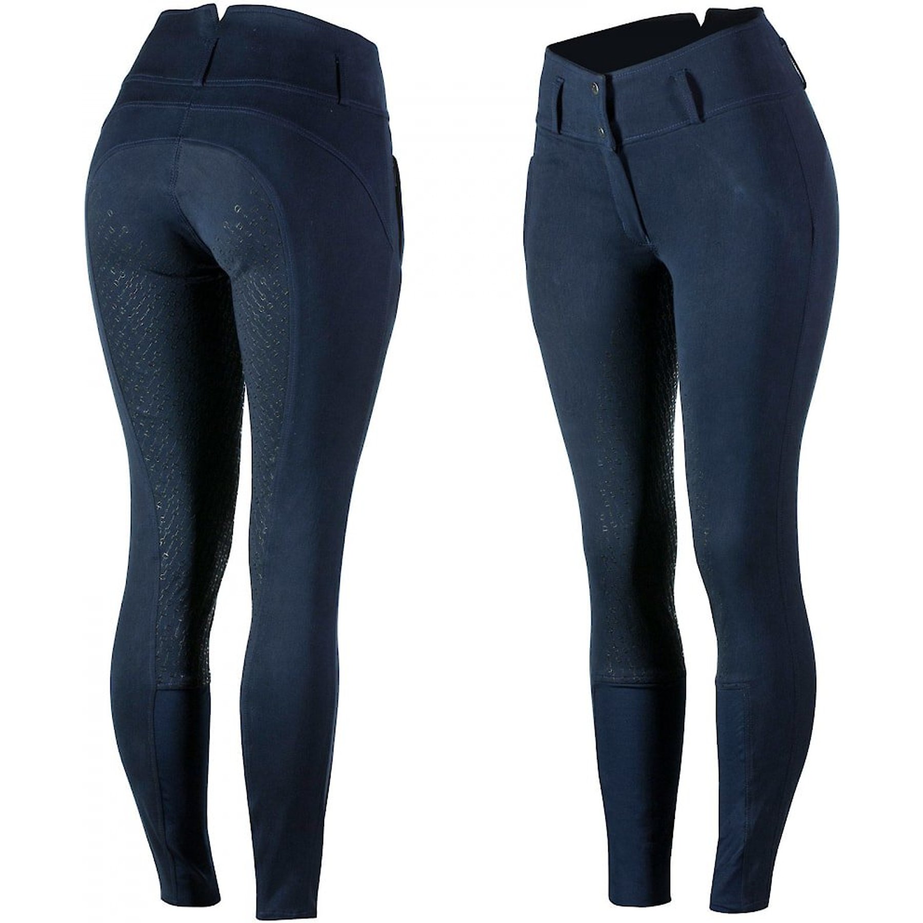 Horze Women's Daniela Silicon Full Seat Breeches, Dark Navy, 24
