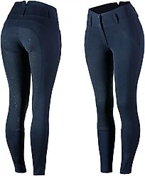 Horze Women's Daniela Silicon Full Seat Breeches, Dark Navy, 26