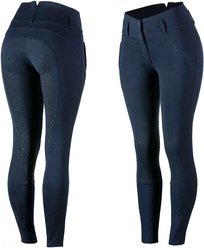 Horze Women's Daniela Silicon Full Seat Breeches, Dark Navy, 34