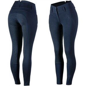 Horze Women's Daniela Silicon Full Seat Breeches, Dark Navy, 34