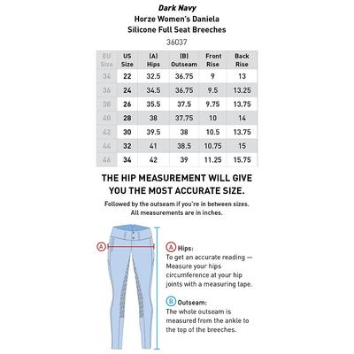 Show full view: Horze Women's Daniela Silicon Full Seat Breeches, Dark Navy, 34 slide 7 of 11