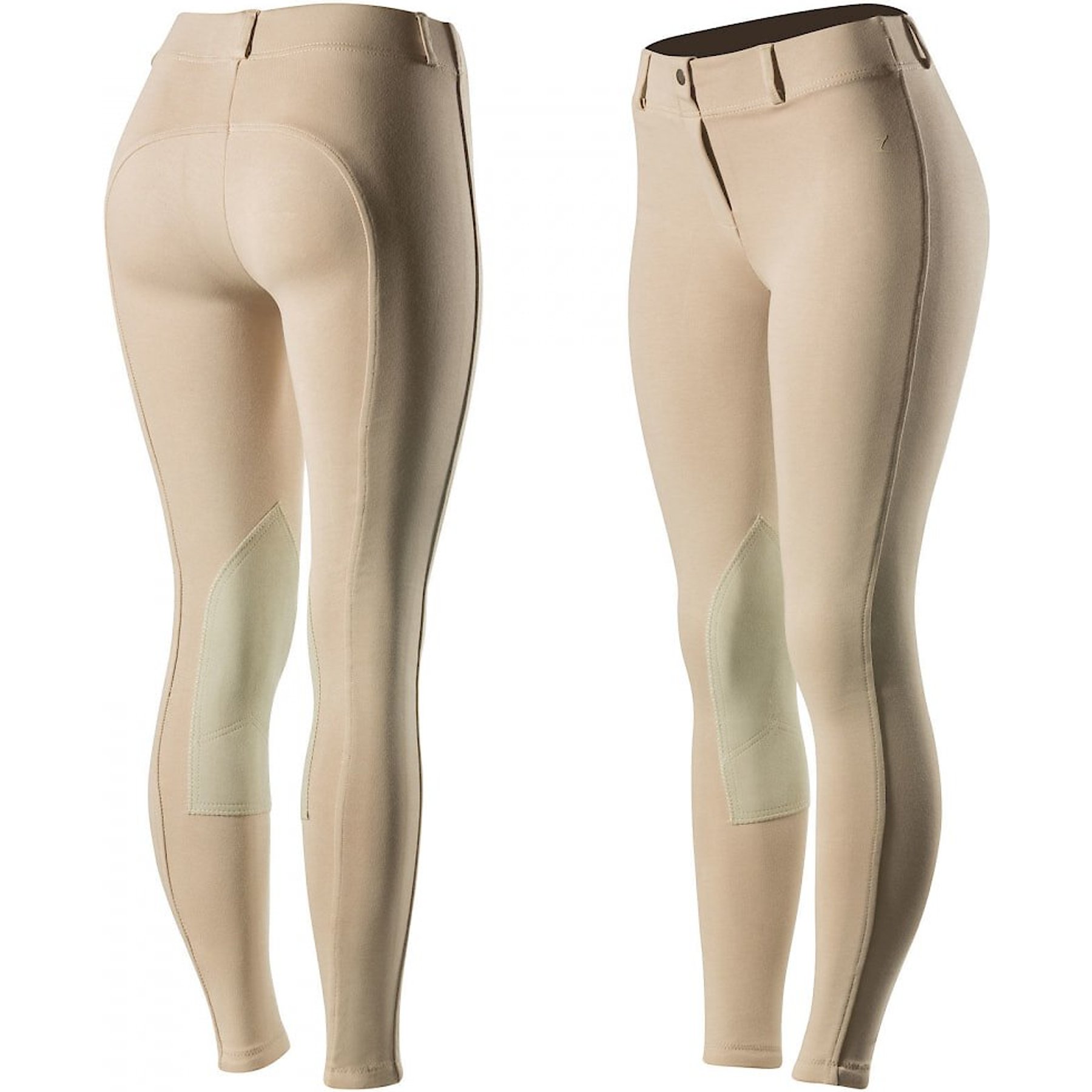 Horze Women's Ella Pull-On Knee Patch Tights, Tan, 26