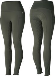 Horze Womens Gillian Silicone Full Seat Tights, Beetle Khaki Green, 22