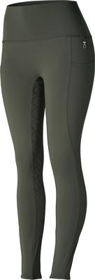 Show full view: Horze Womens Gillian Silicone Full Seat Tights, Beetle Khaki Green, 22 slide 6 of 6